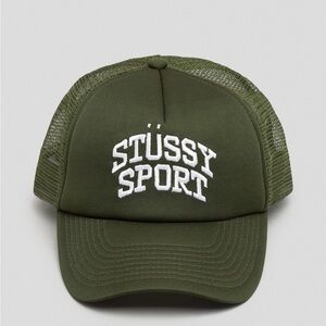 Stussy Sport Olive Green Mesh Trucker Hat